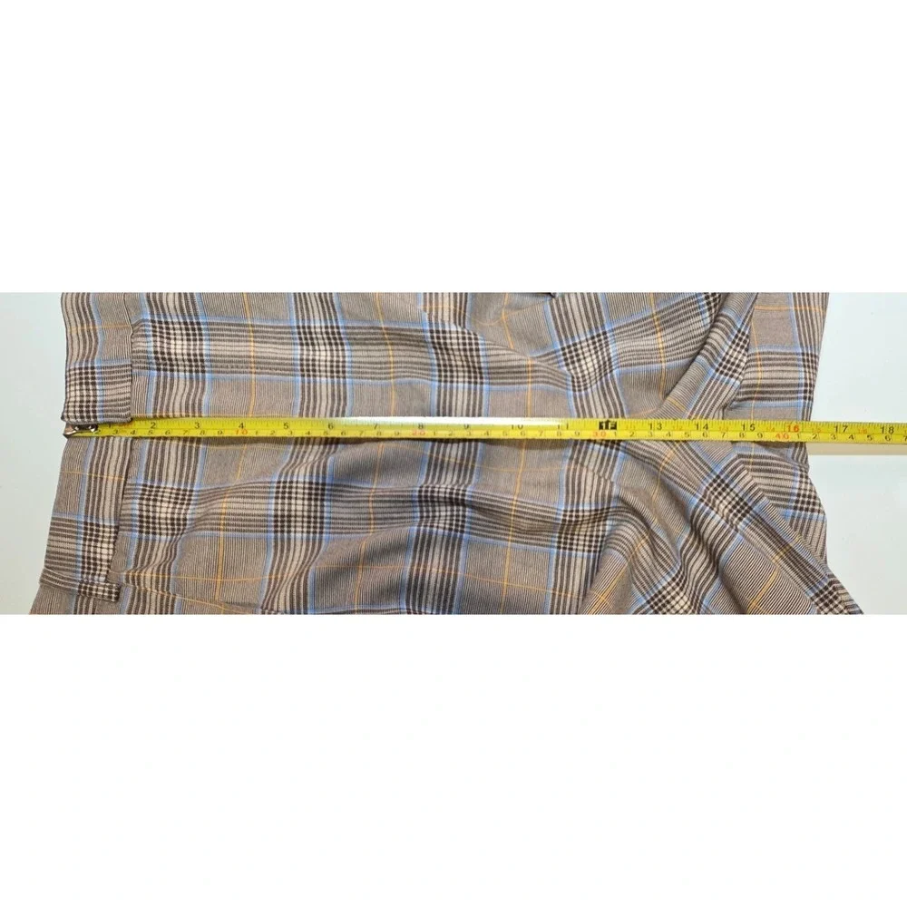 Anthropologie Maeve Womens XL Brown Plaid Pleated Wide Leg Trousers